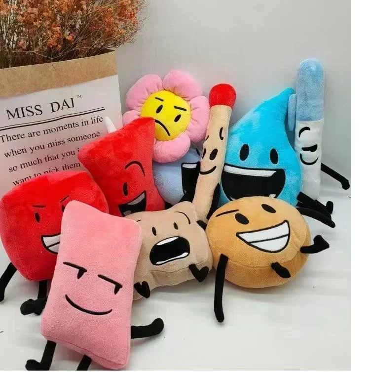 Battle for Dream Island Plush Toy BFDI Plushie Dolls Anime Leafy Firey Flower Water drop Bubble Stuffed Figure Kids Peluche Gift