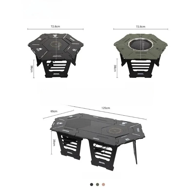 2-in-1  Electric & Charcoal   Tactical  Table Foldable Portable for Camping Tea Party BBQ  Indoor Outdoor Yard Balcony Picnic