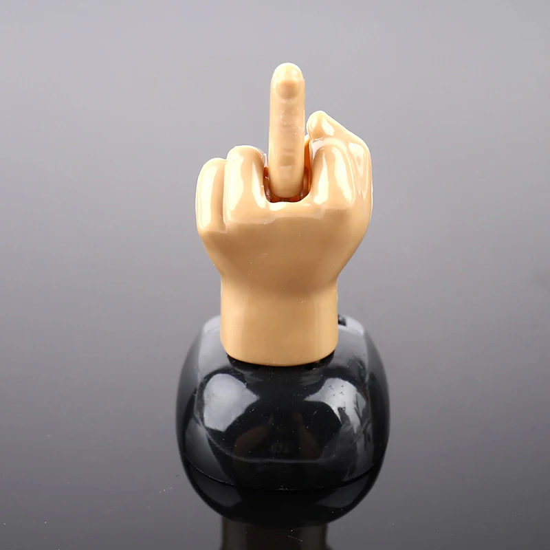 Creative Brown Solar Powered Car Dashboard Mid Finger Dancing Bobbleheads Decorative Ornament
