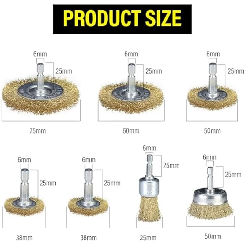 مجموعة فرشاة عجلة سلكية AEE6-14Pc للحفر مع ساق 6 مم، عدوانية وغير قابلة للتدمير لتنظيف الصدأ/التآكل/الطلاء، الأزيز