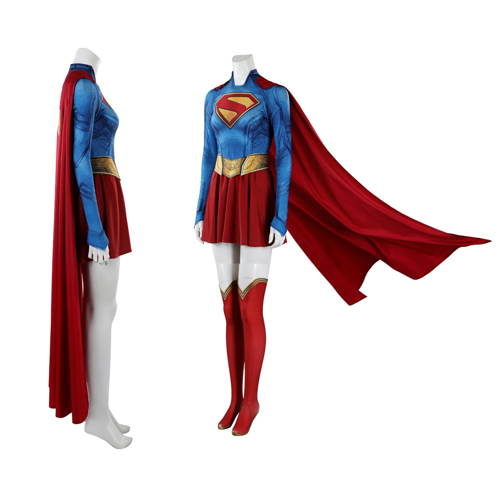 

Super Felman Kara Zor-EI Cosplay Costume Halloween Carnival Superhero 3D Printing Jumpsuit Cloak Fancy Role Play Outfit