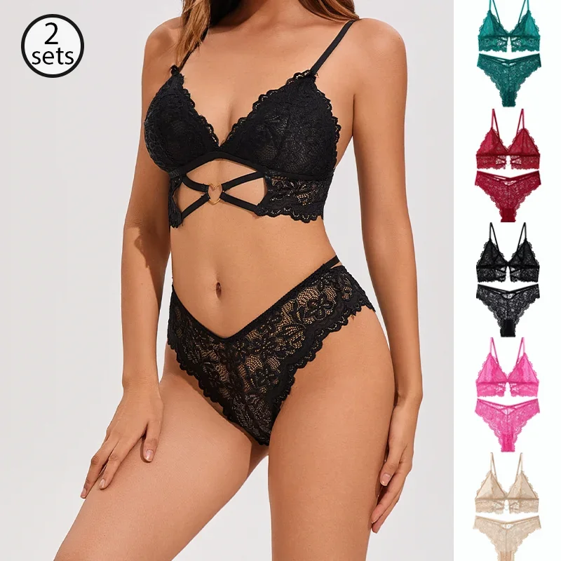 2PCS Seductive Women's Underwear Set in Elegant Lace Material Size Bra Sexy Lingerie Set Female Comfortable Girls Underwear Sets