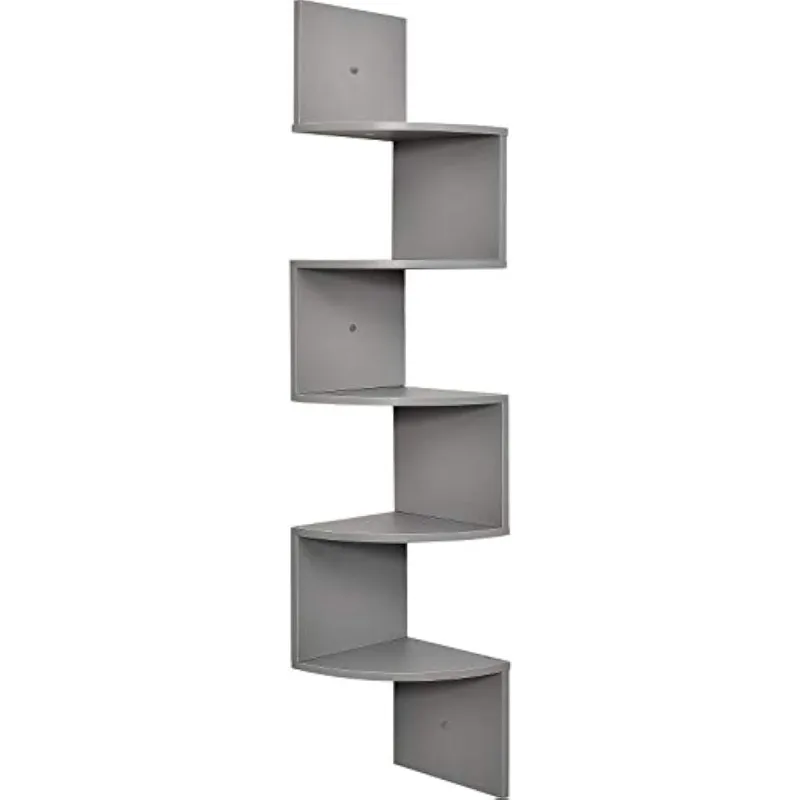 

Corner Wall Shelf, 5 Tier Floating Shelves for Bedrooms and Living Rooms, Boys Room Decor, Teen Decor, Gray Finish