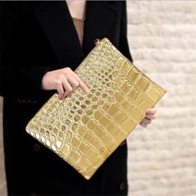 Women Crocodile Pattern Day Clutch Bag PU Leather Women Clutches Ladies Hand Bags Envelope Bag Luxury Party Evening Bags Bolsa