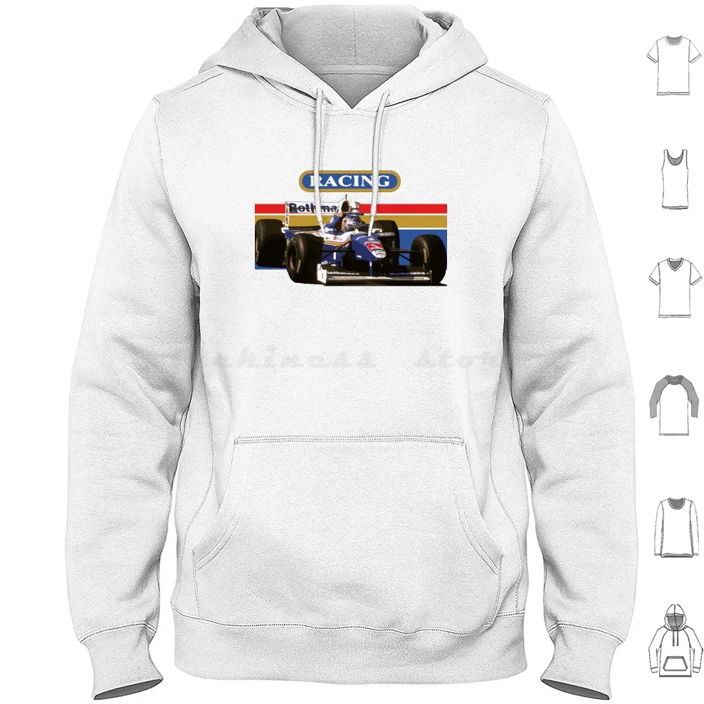 1997 Jacques Villeneuve Race Car Hoodies Long Sleeve Grand Prix Track Circuit Tracks Car Race Williams Racing Grand