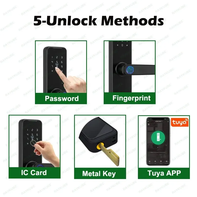 Tuya Bluetooth Intelligence Lock Biometric Fingerprint Smart Keyless Access Password IC Card Smartlife Support 8 Language K7pro +