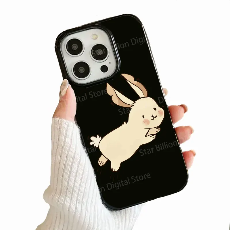 New Spain INS Cute Little Bunny Phone Case For IPhone 16 15 Pro14 13 12 11 Pro Max XR XS 7 8 Plus Minimalism Y2K Shockproof Case