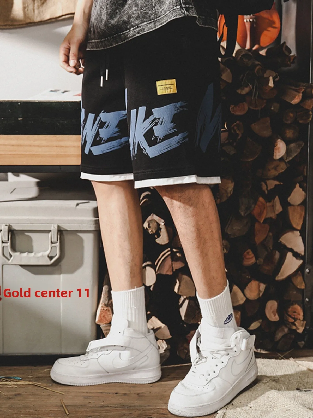 

Американские тяжелые спортивные мужские летние новые трендовые свободные повседневные брюки большого размера с пятью точками для мужчин