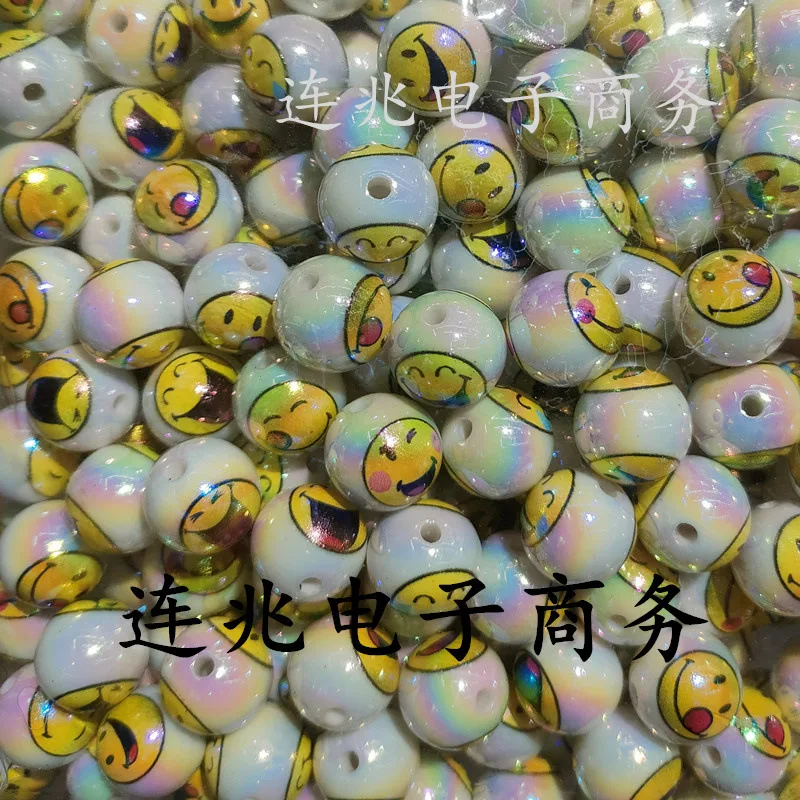 5pcs face cartoon anime acrylic beads white background printed beads for diy jewelry making bracelets materials