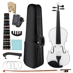 4/4 Violin Suitable for Beginners Student Violin Sets White Violin with Case Bow Strings Shoulder Rest  Accessories