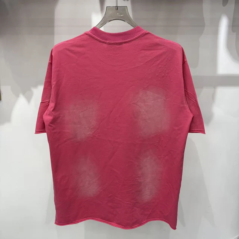 High-quality Magenta Rhinestone Studded Classic Print MAJESTIK T-shirt Fashionable Streetwear Versatile Short Sleeve