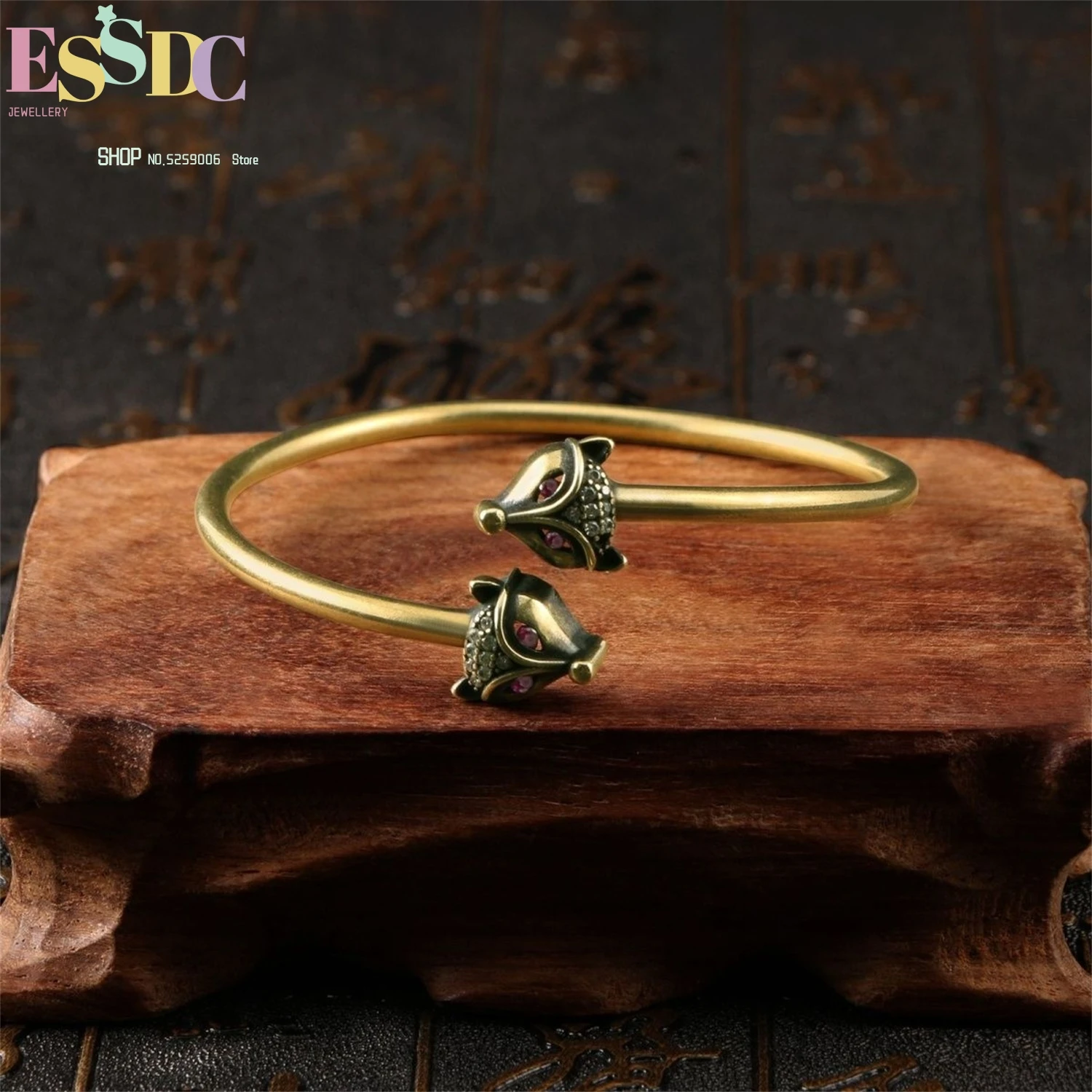 

Двойной браслет с головой лисы, винтажный потертый латунный регулируемый браслет-манжета, ювелирные изделия с животными, романтический подарок для подруги, женщин, бохо