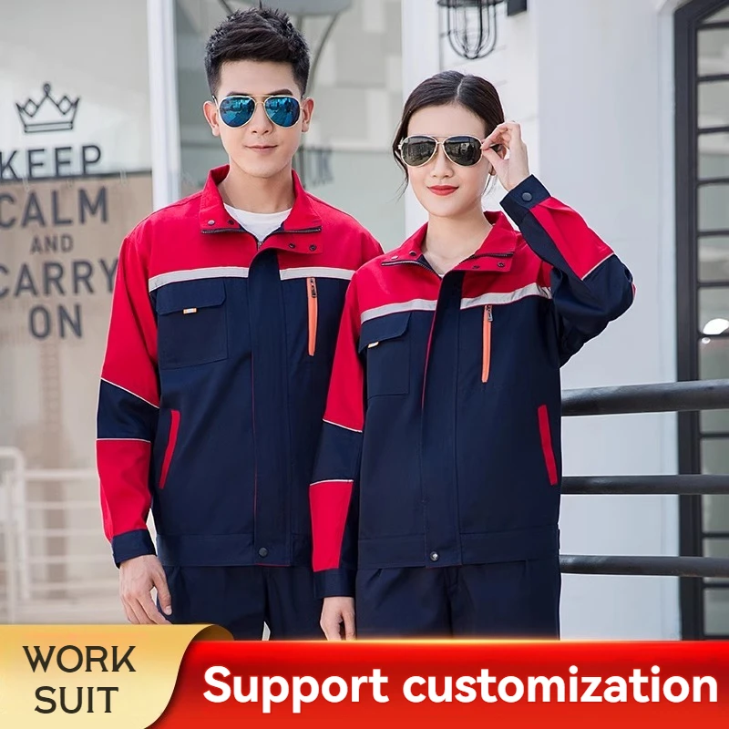 Multi Pockets Reflective Safety Work Clothes Wear-Resistant Workshop Machine Repair Multifunctional Workwear Workshop Uniforms