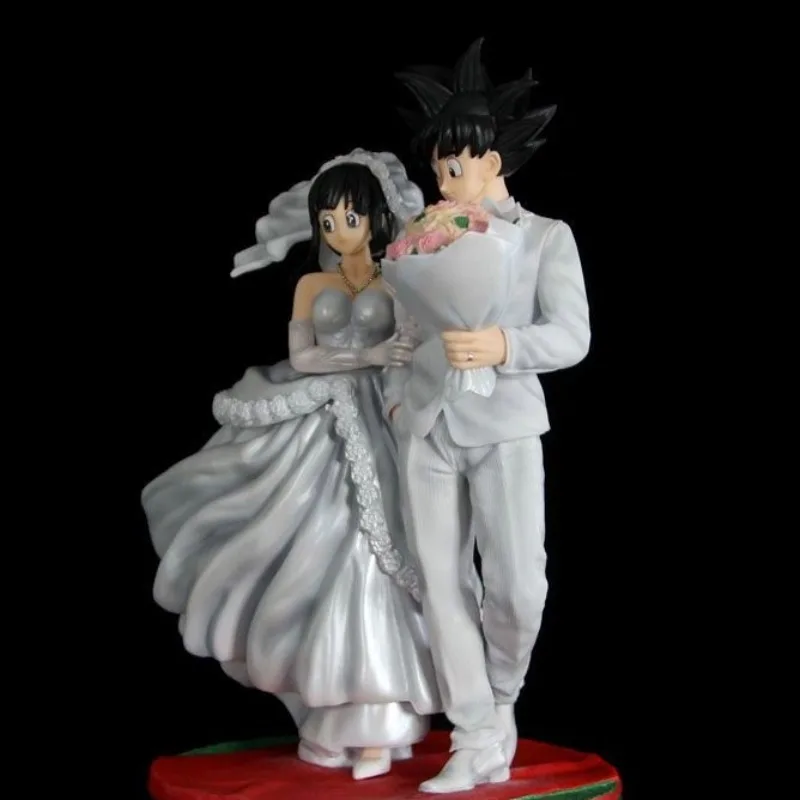 

Dragon Ball Bandai Anime Action Figure Son Goku Chichi Wedding Dress Model Statue Peripheral Gift Ornaments Doll Dream Toys