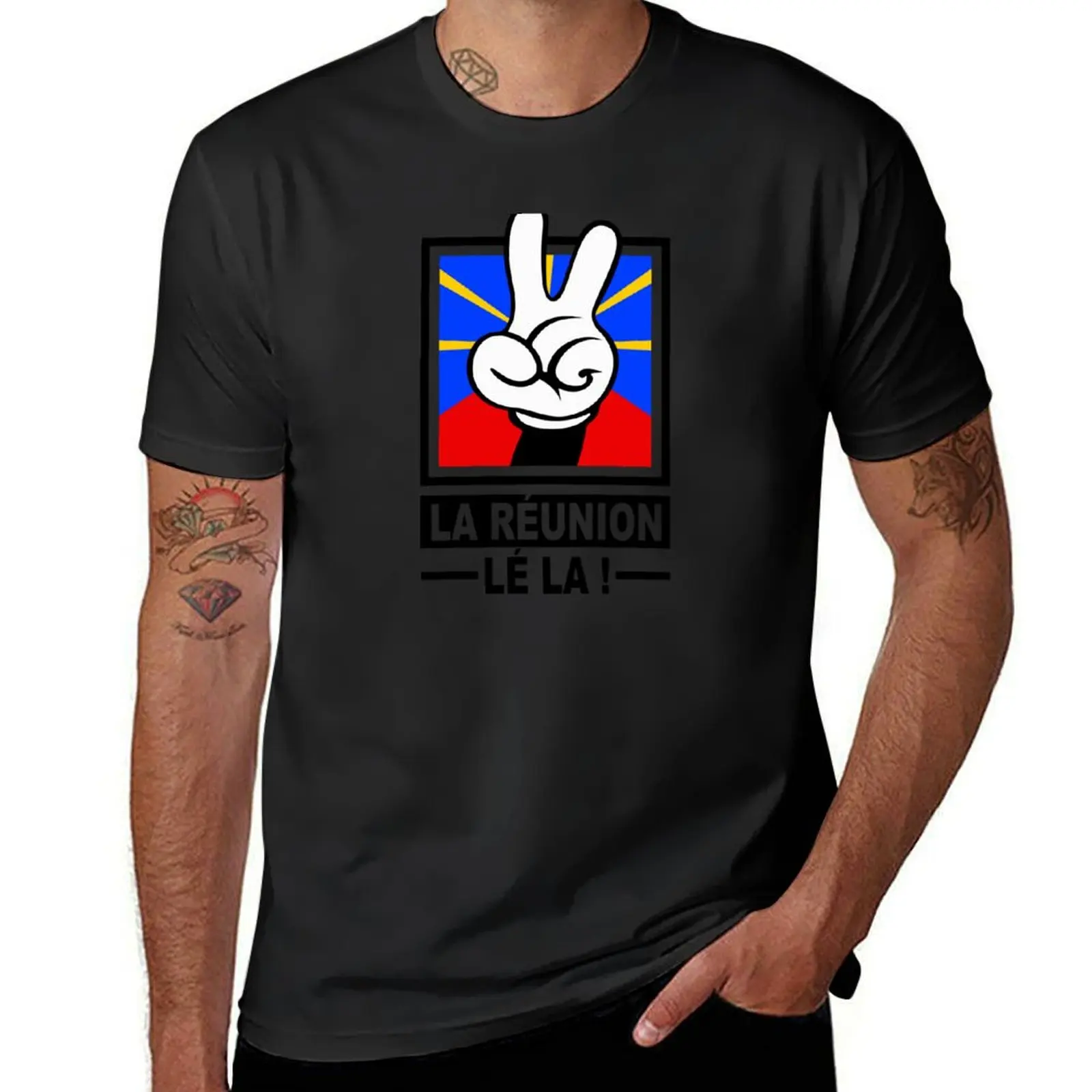 974 La Réunion lé la ! Mavéli - B T-Shirt Short sleeve tee vintage plain black t shirts men