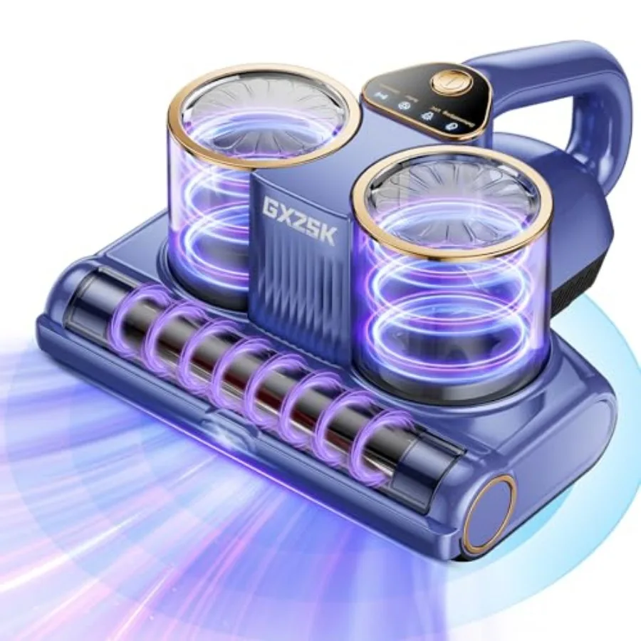 

Mattress Vacuum Cleaner, 16kPa Bed Vacuum Cleaner with 253.7nm UV-C Light, Ultrasonic and 140℉ Heating, Dual Cup and Widen Suct