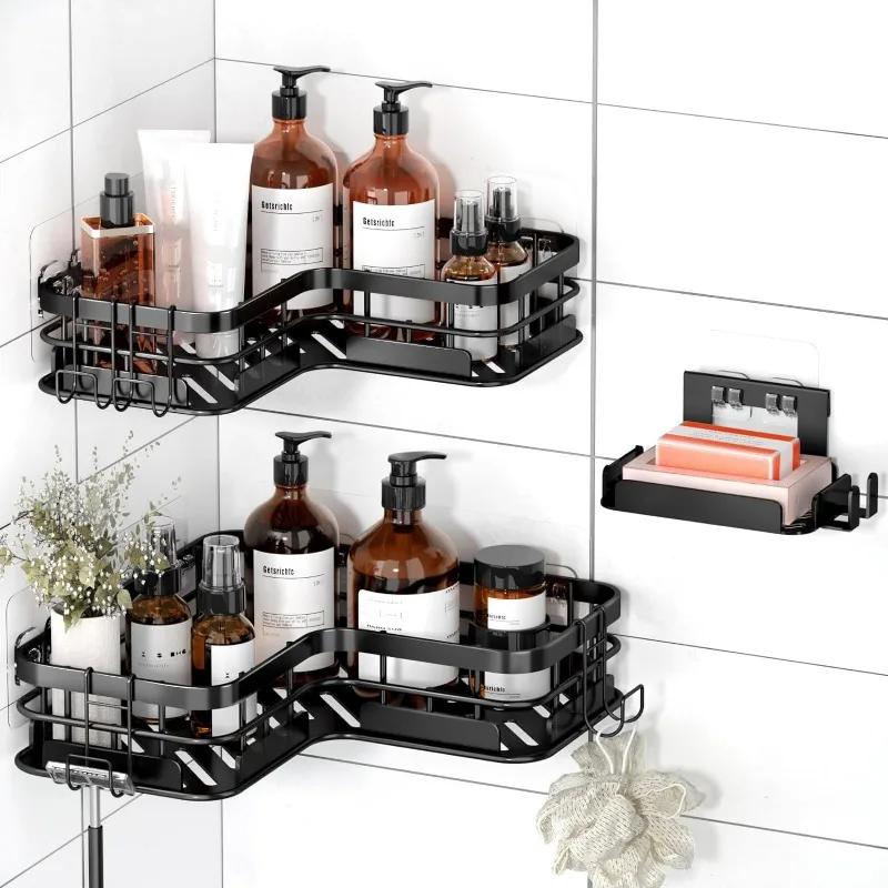 Corner Shower Caddy 3 Pack, Large Size with Soap Holder, Rustproof Stainless Steel Bathroom Accessories Organizer