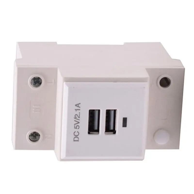 ABZW USB DIN Adapter DIN Rail Modular Socket DC5V 2.1A Output USB Socket Power Adapter