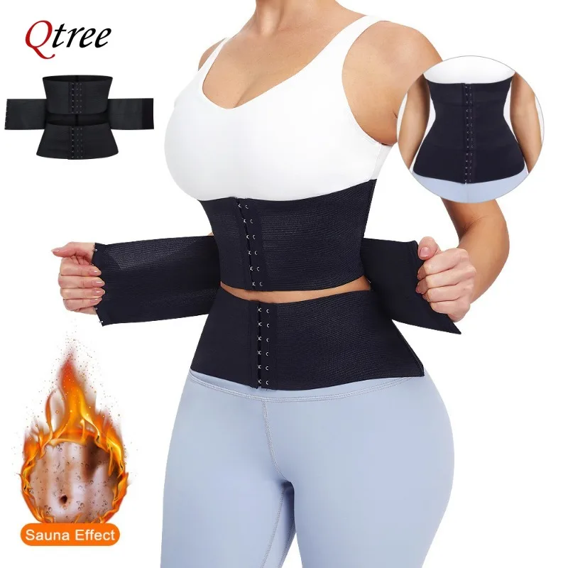 Qtree Upgraded Waist Trainer Snatch Up Tummy Control Shapewear Girdle Abdomen Slim Cincher Compression Belt Workout Body Shaper