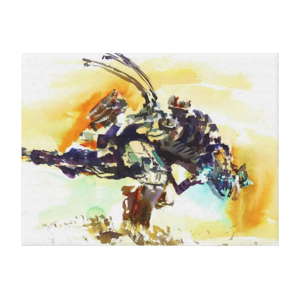 

Horizon Zero Dawn - Thunderjaw - Original Watercolor Throw Blanket Large Thermals For Travel Flannel Fabric Blankets