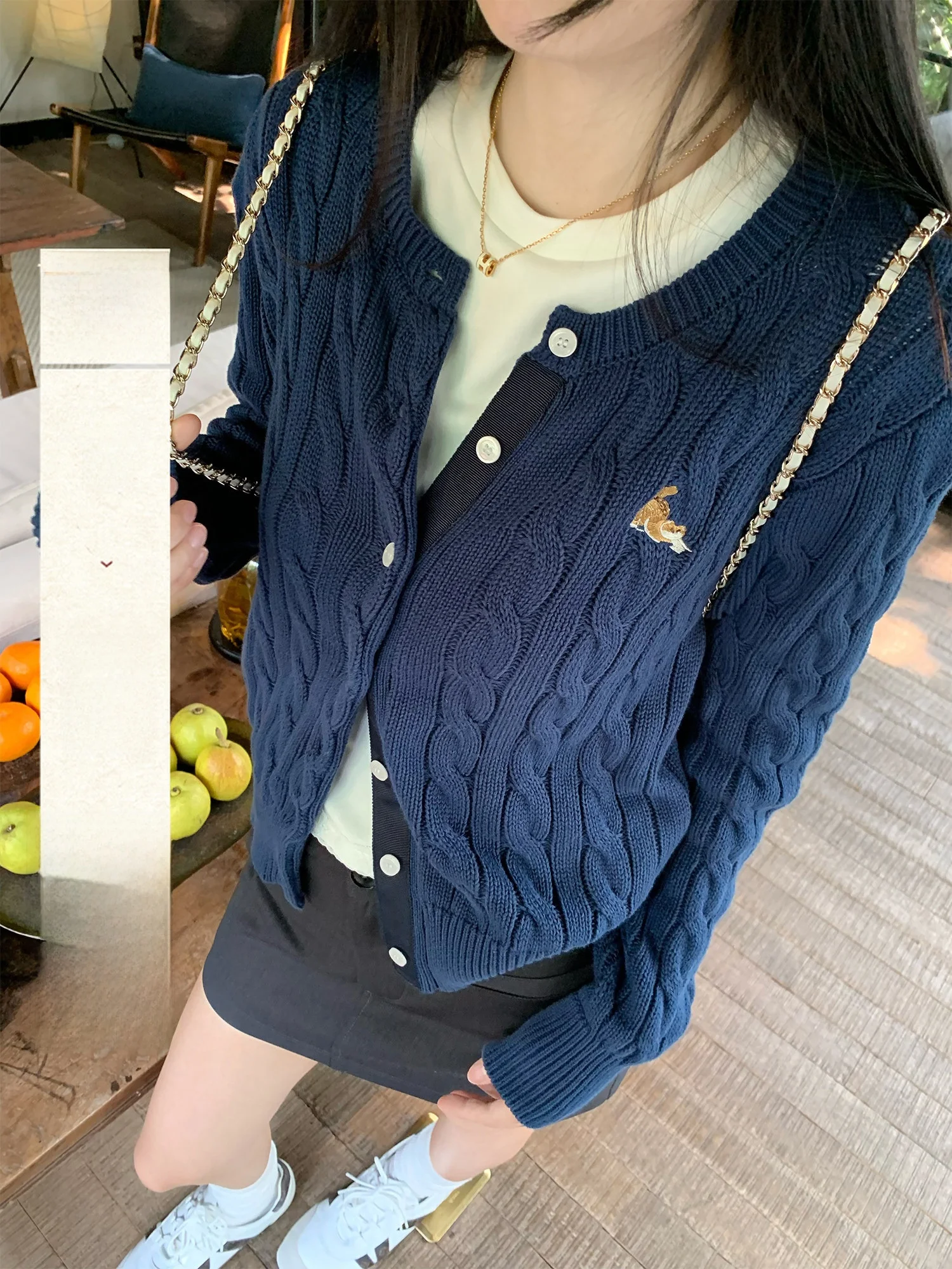 

Синий вязаный открытый кардиган, женский весенне-осенний универсальный длинный круглый свитер Sve Ne, цельный свитер Jaet для поездок на работу