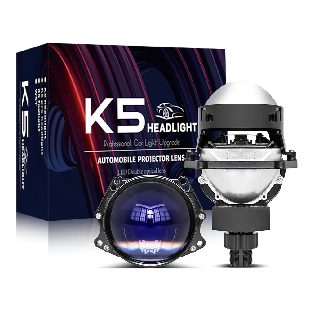 

130W 2.5-Inch Bi-LED Projector Headlight Dual Lens Small Sun Beam 12V for Car Motorcycle Penetration Car Accessories Universal