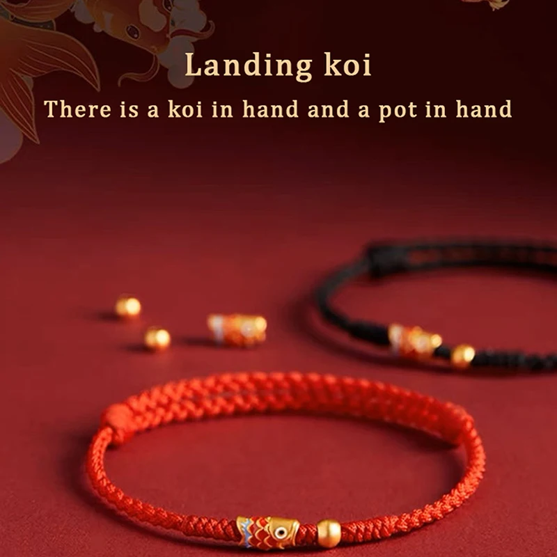 Hand Woven Natural Purple Cinnabar Koi Fish Lucky Bracelets Women Men Red Rope Blessing Charms Bracelet Bangle Gift For Friend