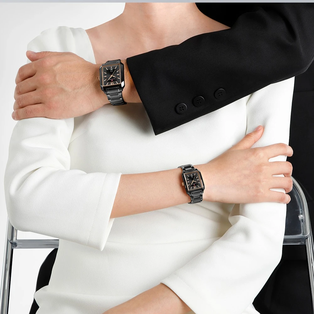 

NAVIFOECR Luxury Casual Women's Watch Stainless Steel Strap Luminous Hands Date Display 3ATM Waterproof Anniversary Gift Watch