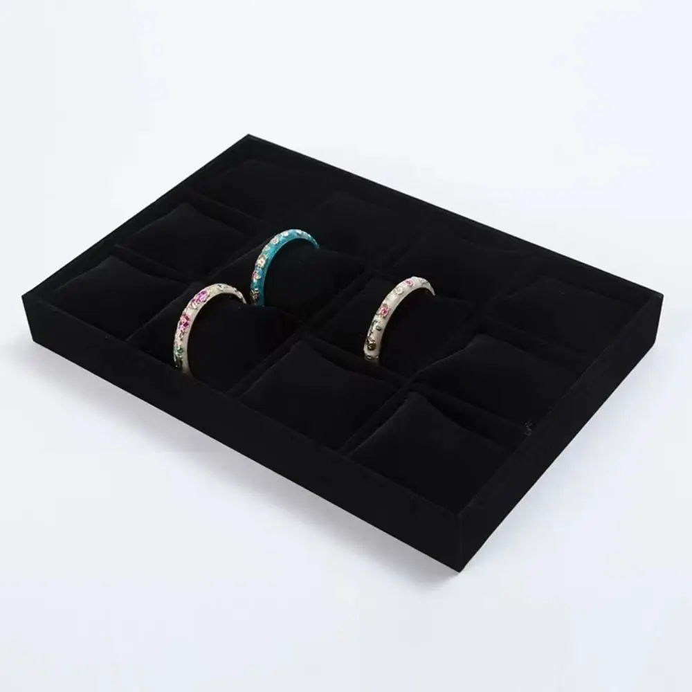 

Flannel Jewelry Display Trays Velvet Surface 12 Adjustable Compartments Bracelet Display Tray Stackable Adjustable