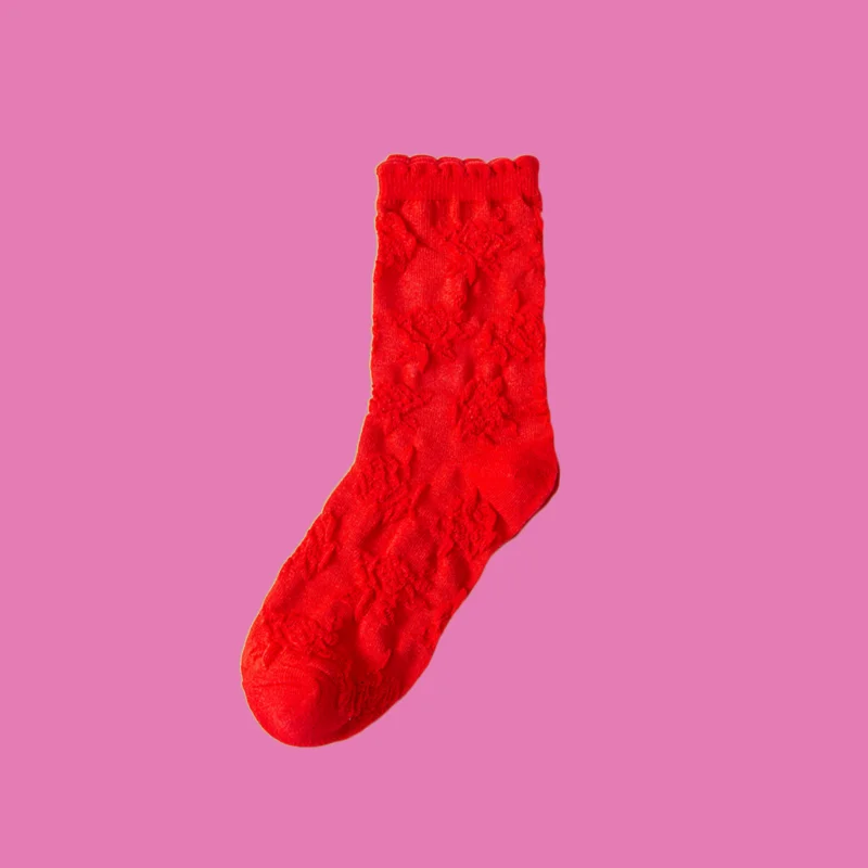 3/6 Pairs High Quality Women's Red Socks Mid-tube Socks Spring And Autumn Cotton Socks Bright Red Wedding Festive Socks