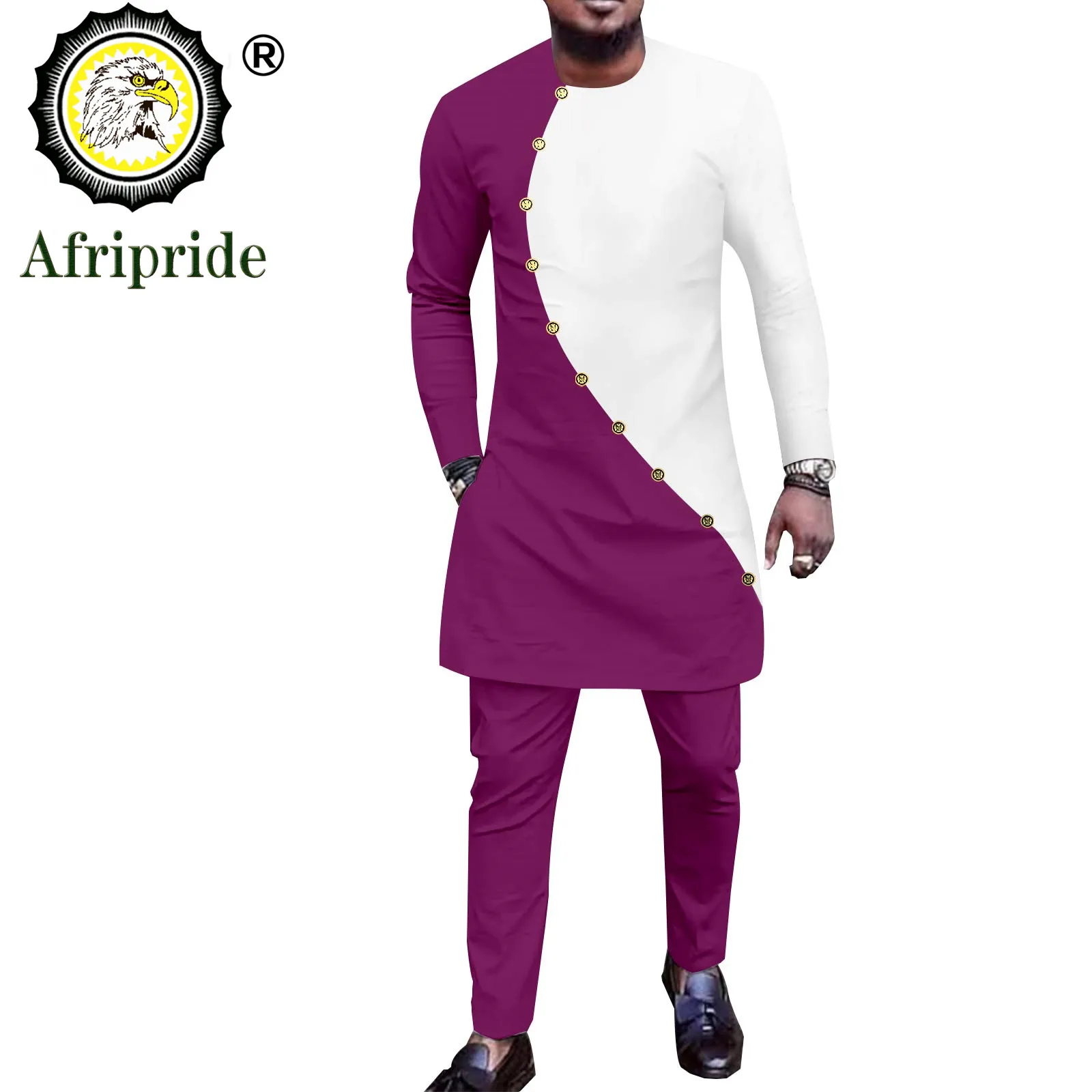 African 2 Piece Set for Men Dashiki Single Breast Shirts and Pants Sets Dashiki Outfits African Suit Tribal Tracksuit A2216113