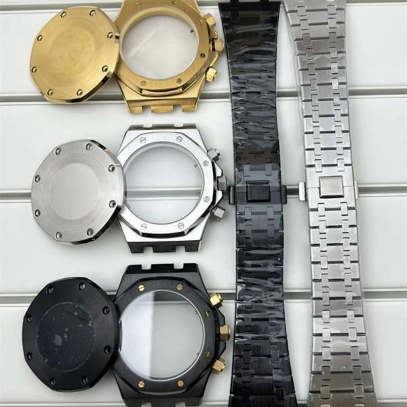 

Multifunction 42MM Silver Black Rose Gold Watch Case 6pinHands for Oak Accessory Part 31.8mm Dial VK63 Quartz Movement No Brand