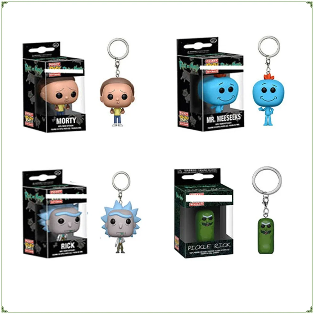 FUNKO POP Keychain Rick and Morty Classic Cartoon Anime Figures Keyrings Backpack Pendant Dolls Decoration Children Xmas Gifts