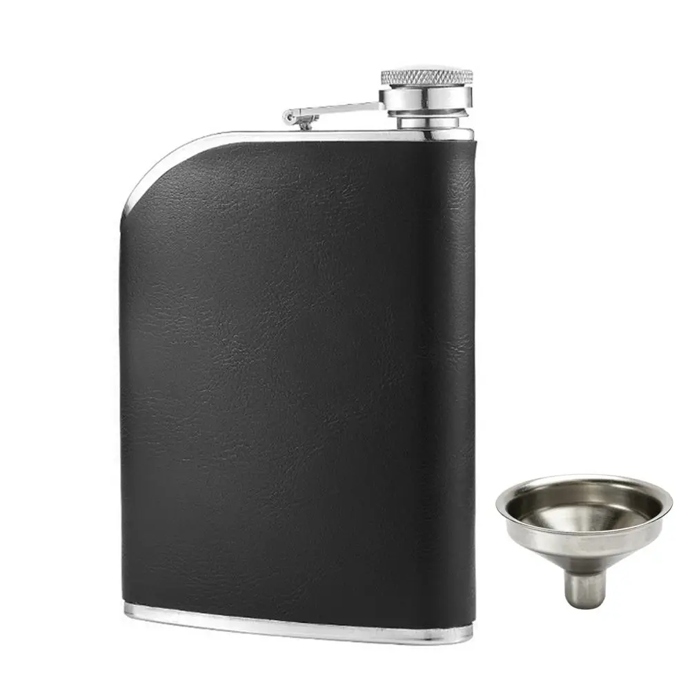304 Stainless Steel Stainless Steel Hip Flask Leak Proof Thickened Design Whiskey Hip Flask 240ml Capacity Outdoor Travel Flask