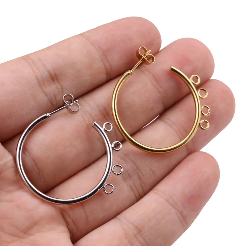 6pcs/lot 30mm Classic Fashion C Shape Small Round Loop Hoop Circle Earrings Stainless Steel Ear Wire Hooks Diy Jewelry Material