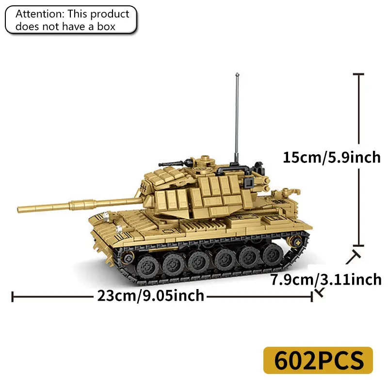602PCS M60 tank building blocks, armored vehicle puzzle toy assembly models, handmade DIY room decorations, boys' gifts