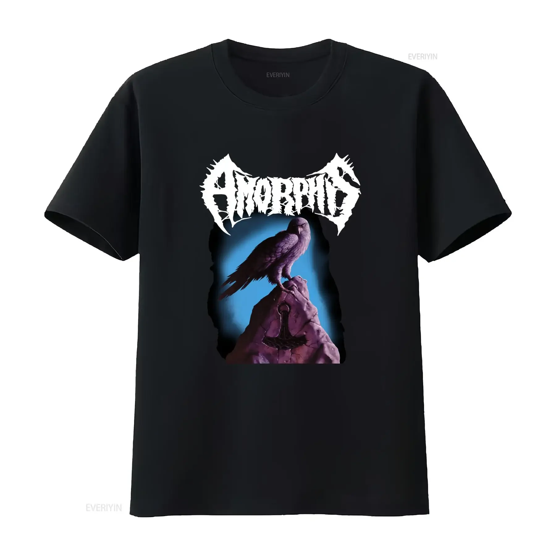 Camiseta Amorphis Eagle de algodón negro disponible en tallas S a 2345XL BE594, ropa de diseñador vintage lavada, transpirable y con gráficos.