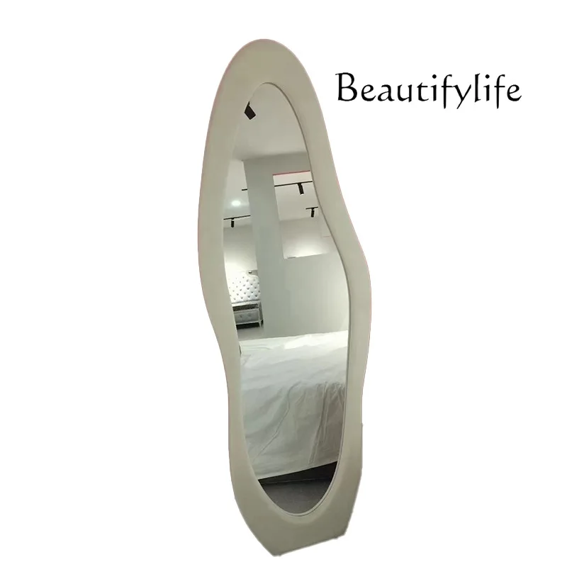 

Cream wind full body floor mirror Nordic fitting wall hanging bedroom living room special shape high sense fashion