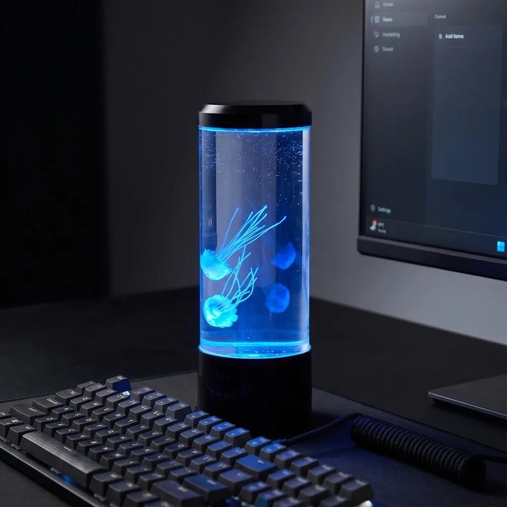 7-Color Changing LED Jellyfish Night Light USB Silent Operation Fantasy Aquarium Lamps Colorful Remote Control