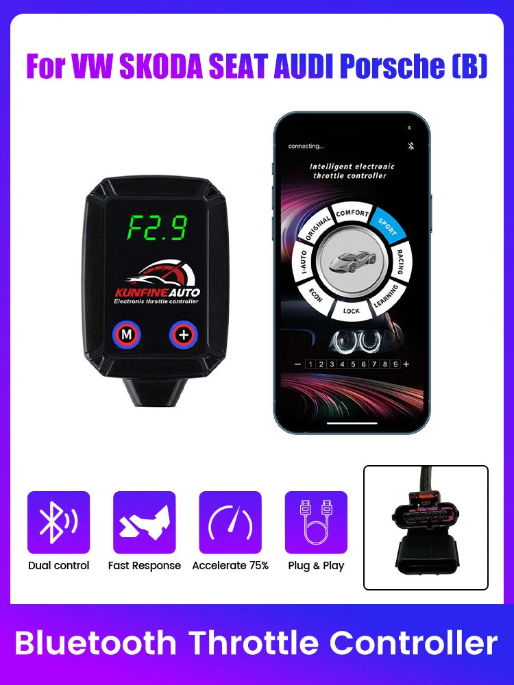 APP Bluetooth Elektronische Gasklep Controller Auto Gaspedaal Booster Voor VW SKODA SEAT AUDI Porsche (B) Tuning Onderdelen Accessoire - afbeelding 2