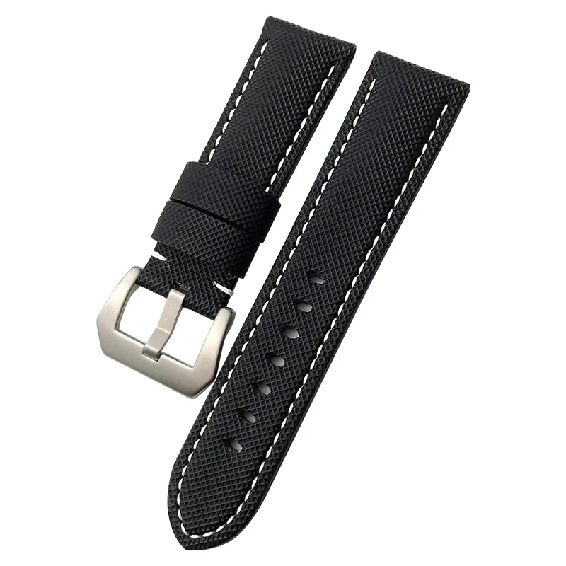 Pasek do zegarka z włókna węglowego ze skóry cielęcej 24 mm pasuje do podwodnego podwodnego pam01119 01663 świecący nylonowy pasek do zegarka