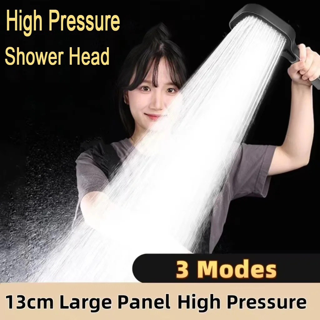 New 3 Modes Adjustable Shower Head 13cm Large Panel High Pressure Massage Shower Head Filter Element Bathroom Accessories