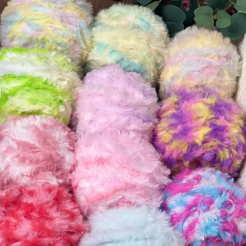 

100g/roll Color Artificial Rabbit Hair Long Fur Mink Yarn Hand Woven Crochet Sweater Thread Baby Clothing Scarf Fluffy Mink Yarn