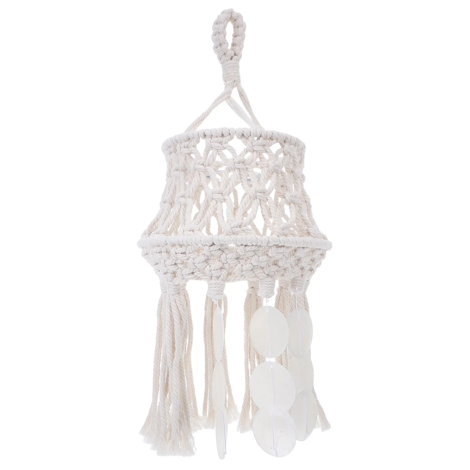 

Hand Woven Lamp Shade Bohemian Style Cotton Knitted Pendant Light Cover for Bedroom Living Room Nursery Decor Knitted Lamp Shade