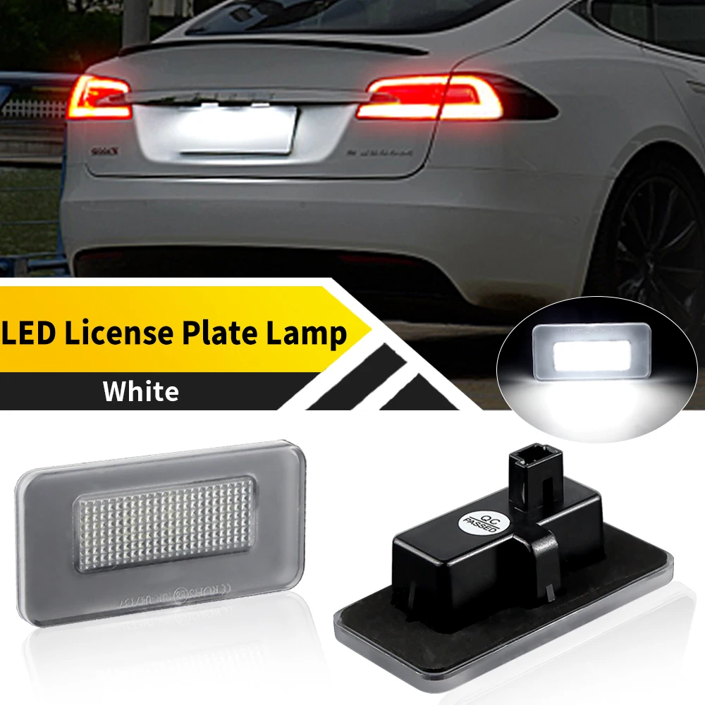 

2Pcs 12V White LED License Plate Lamp for Tesla Model S 2016-2024 OEM#: 1034341-00-A, 103434100A"