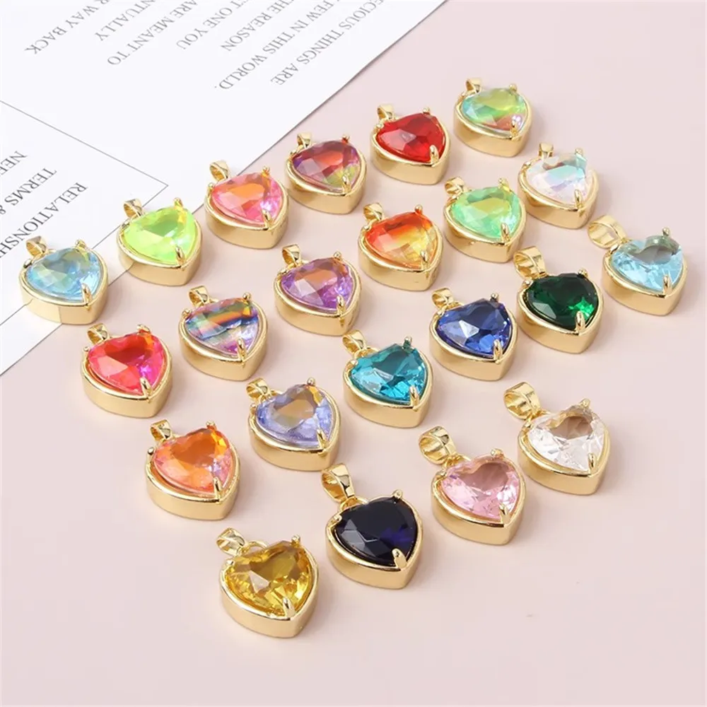 

Sweet and Colorful Zircon Heart Pendant DIY Handmade Jewelry, Hand Necklace, Ear Accessory Materials