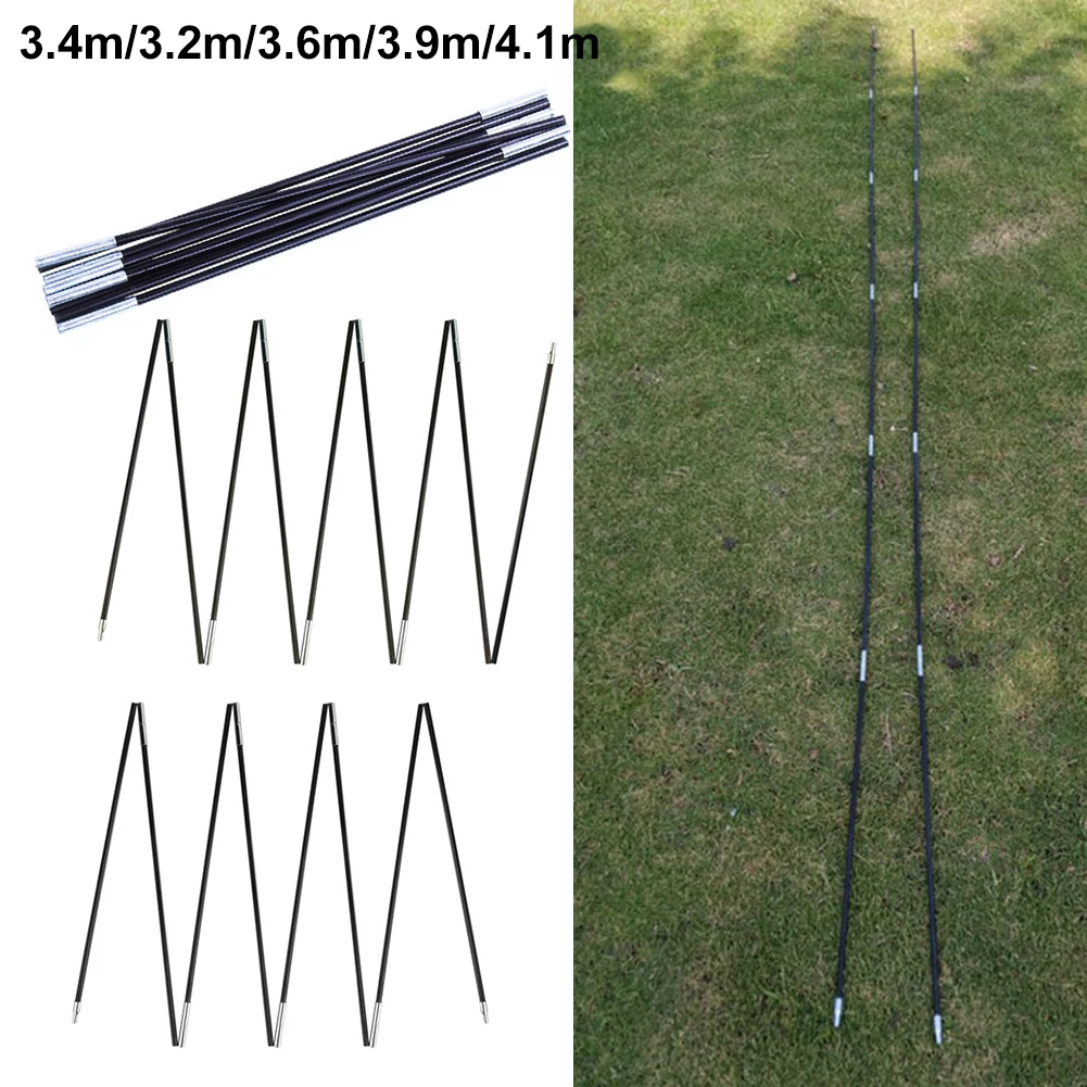 2pcs Aluminum Alloy Tent Poles 10.5-12.8ft Fiberglass Tent Pole Replacement Tent Repair For Hiking Camping Tents Accessories