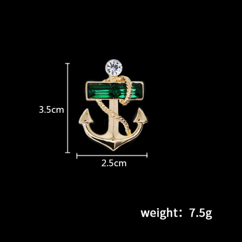 Mode Ruder Anker Broschen Revers Pin Kristall Strass männer Anzug Hemd Kragen Pins Luxulry Schmuck Abzeichen Zubehör – Detail 1
