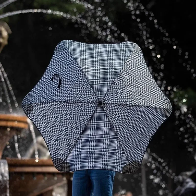

Folding wind-resistant umbrella, creative British style men's and women's fashion two-fold umbrella