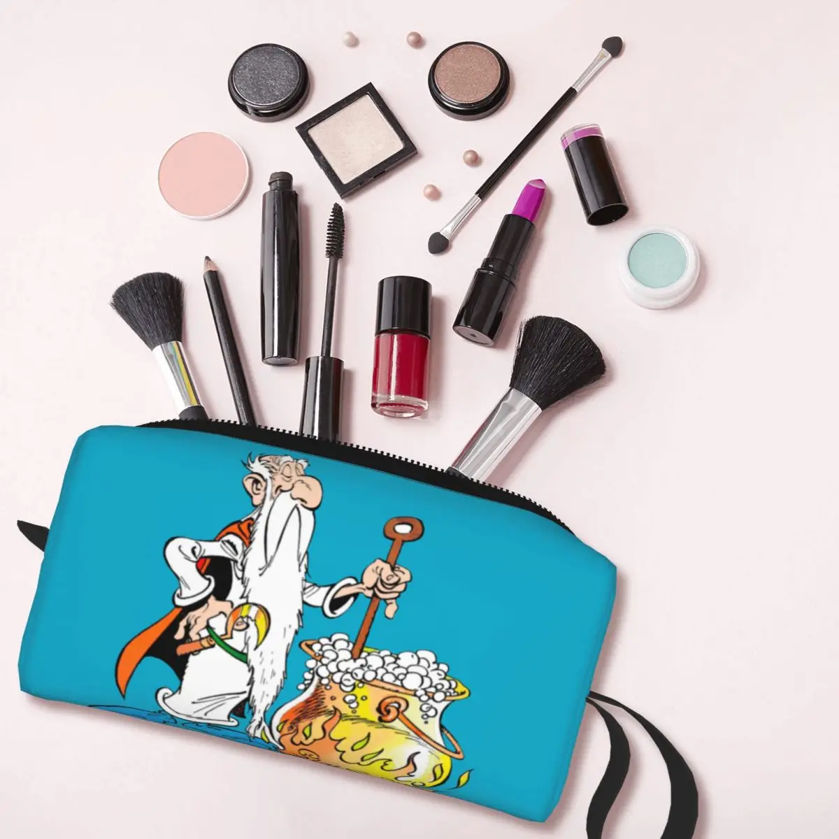 Bolsa de maquillaje de Anime Asterix y Obelix, bolsa de cosméticos de dibujos animados con cremallera, bolsa de aseo de viaje, bolsa de almacenamiento organizadora de gran capacidad